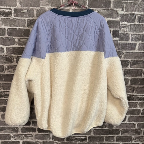 Bohme KYLAN CONTRAST PULLOVER Sherpa fleece cream purple oversized sweater - Picture 12 of 12
